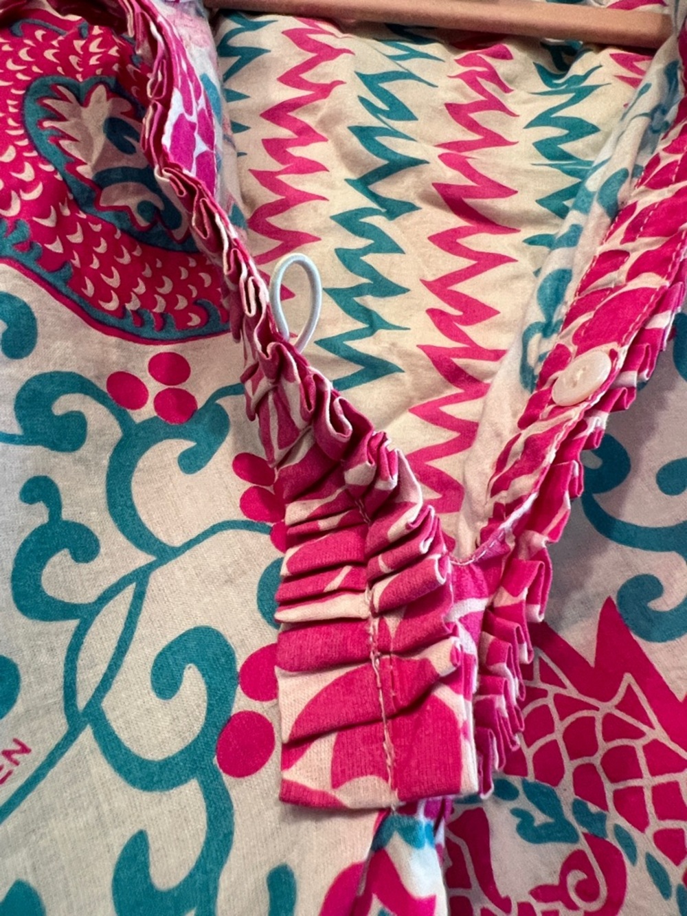 Gretchen Scott Designs Pink & Turquoise Dragon Print Mini Dress - Picture 4 of 16